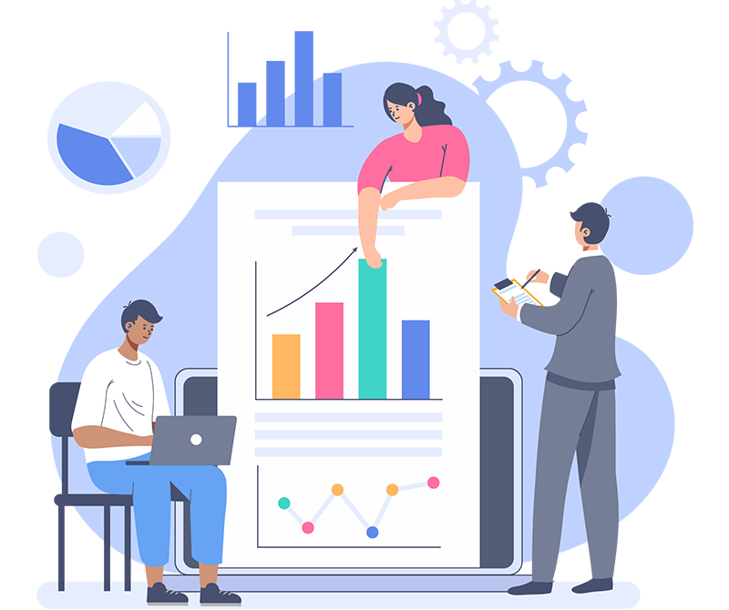 Ilustración del trabajo de diseño en equipo